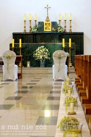 limonkowy ślub dekoracja kościoła limonkowe wesele 4