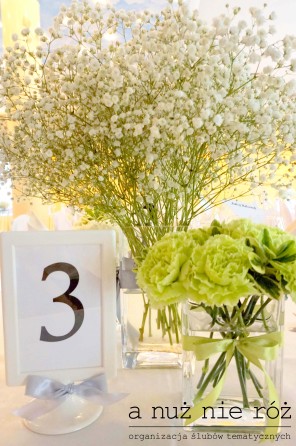 limonkowy ślub limonkowe wesele numeracja stolików