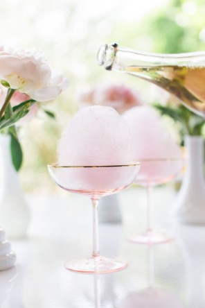 szampan z watą cukrową ślub i wesele