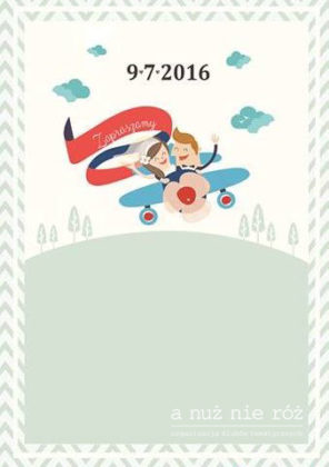 zaproszenie samolot balony podróże  motyw przewodni ślubu i wesela