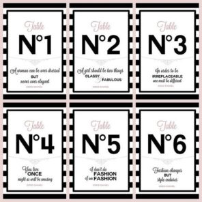 Chanel numery stołów Paryż motyw przewodni ślubu motyw wesela 1